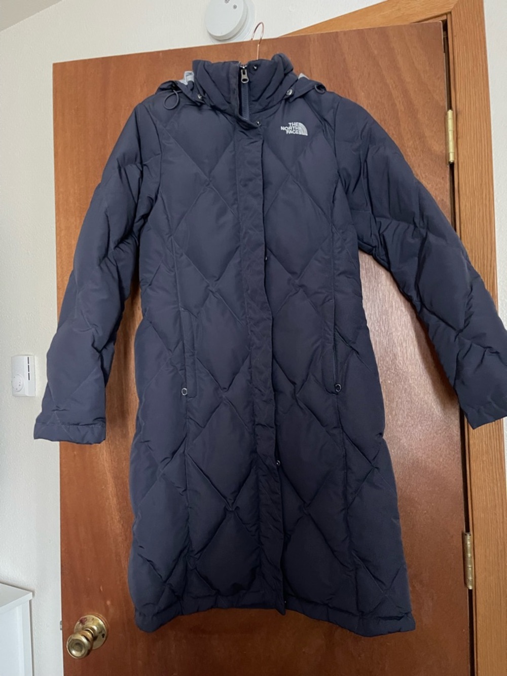 THE NORTH FACE MISS METRO II HOODED WATER RESISTANT DOWN GREY PARKA JACKET S 550